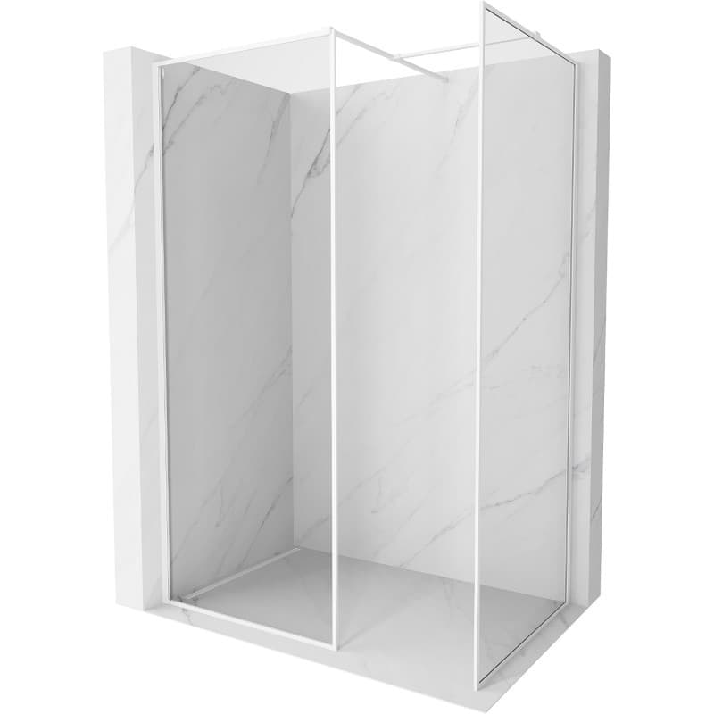 MEXEN/S - Kyoto-F Sprchová zástena WALK-IN s rámom 140 x 75, transparent 8 mm, biela 800-140-202-04-20-075