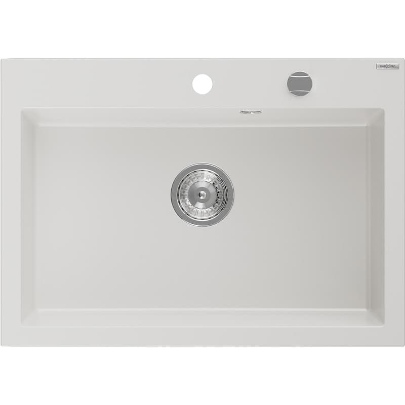 MEXEN MEXEN - Elix granitový drez 1-miska 700 x 500 mm, biela, sifón chróm 6526701005-20