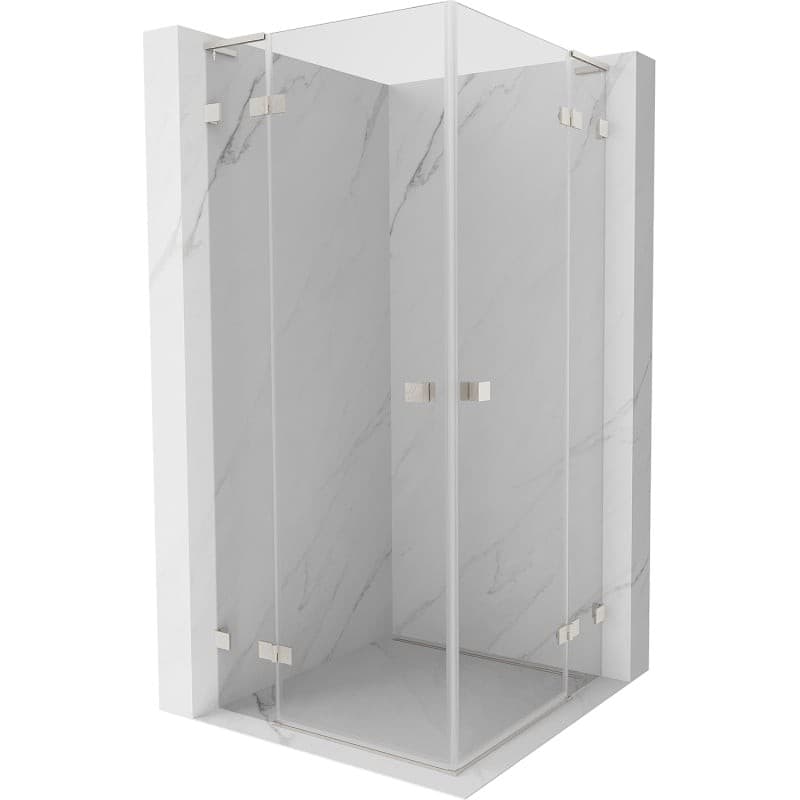 MEXEN/S - Lunar L Duo sprchový kút dvere krídlové 80 x 80, transparent, nikel kartáčovaný 834L-080L-080P-97-00