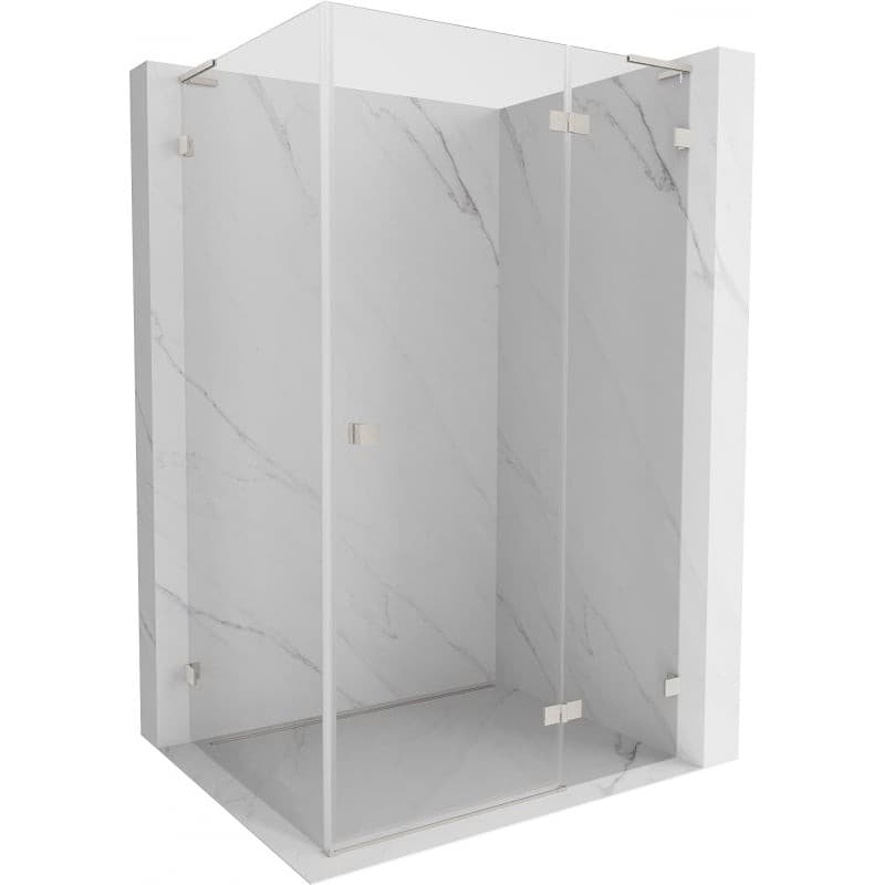 MEXEN/S - Lunar L sprchový kút dvere krídlové pravá 100 x 80, transparent, nikel kartáčovaný 834L-100-080-97-00-P