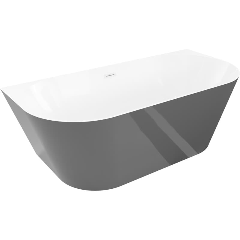 MEXEN/S - Oval Slim voľne stojaca vaňa nástenná 170 x 80, biela/sivá, sifón a prepad biela 52661708062-20