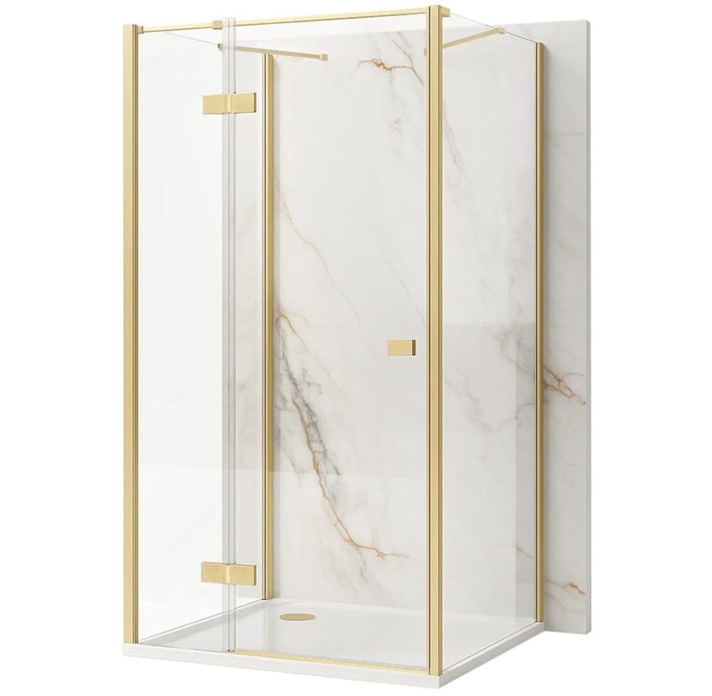 REA/S - Sprchovací kút Atlas 100x80 Brush Gold vľavo KPL-K4774