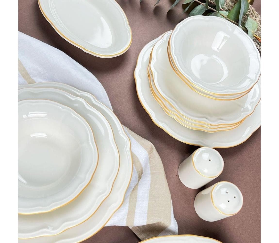 53-dielna bielo-zlatá jedálenská súprava z porcelánu 667PRS1147
