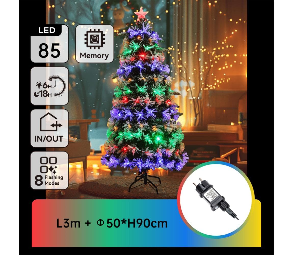 B.V. - LED RGBY Vonkajší vianočný stromček 85xLED/3,6W/230V/8 funkcií 90cm IP44 B10303Y2X