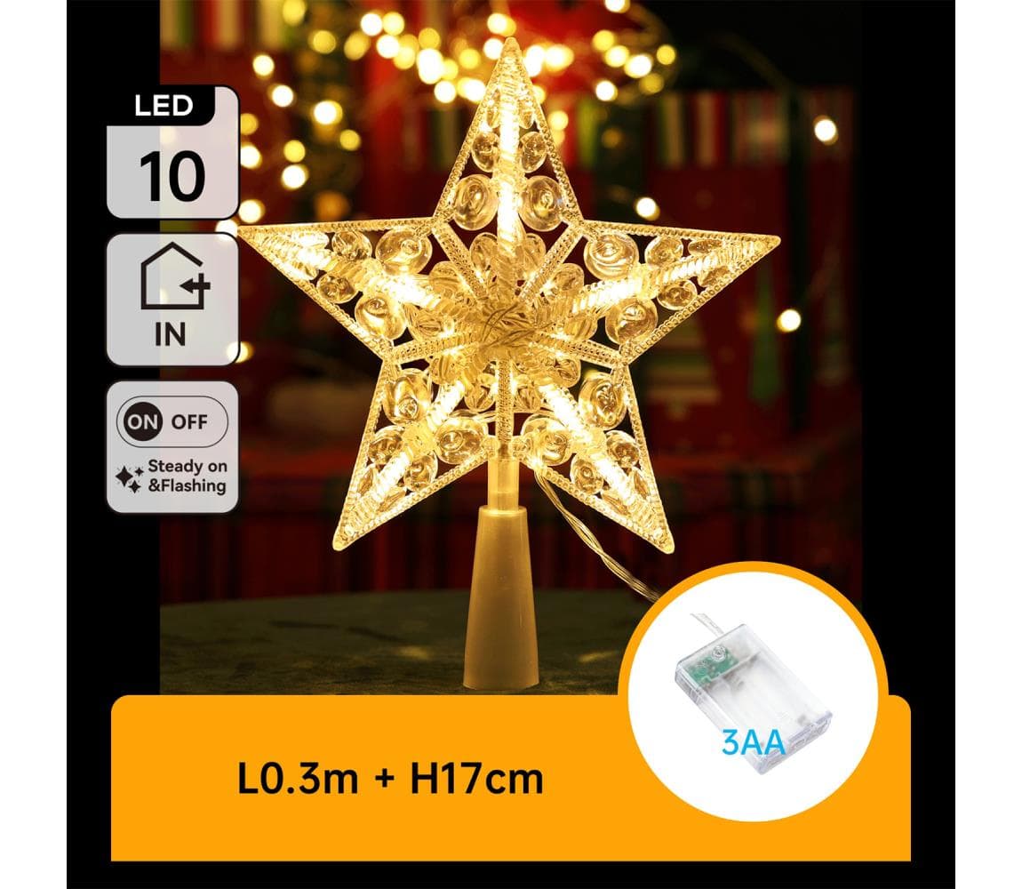 B.V. - LED vianočná dekorácia 10xLED/3xAA teplá biela hviezda B10303S6E