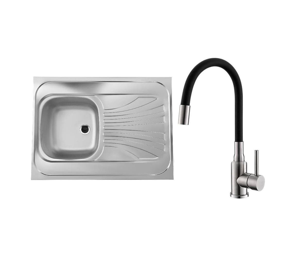ALVEUS SETA24019-Kuchynský drez CLASSIC+drezová batéria MINTAS 34 cm nerez/čierna SETA24019