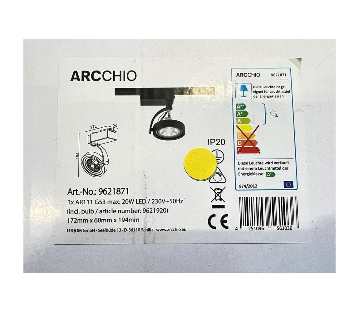 Arcchio - LED Bodové svietidlo do lištového systému RICK AR111 1xG53/13W/230V 4251096561036