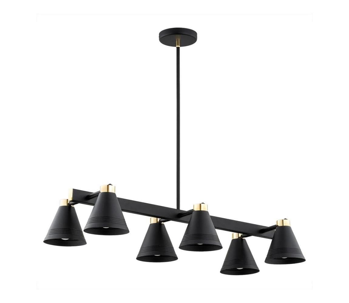 Argon 2552 - Luster na tyči AVALONE 6xE27/15W/230V čierna/zlatá 2552