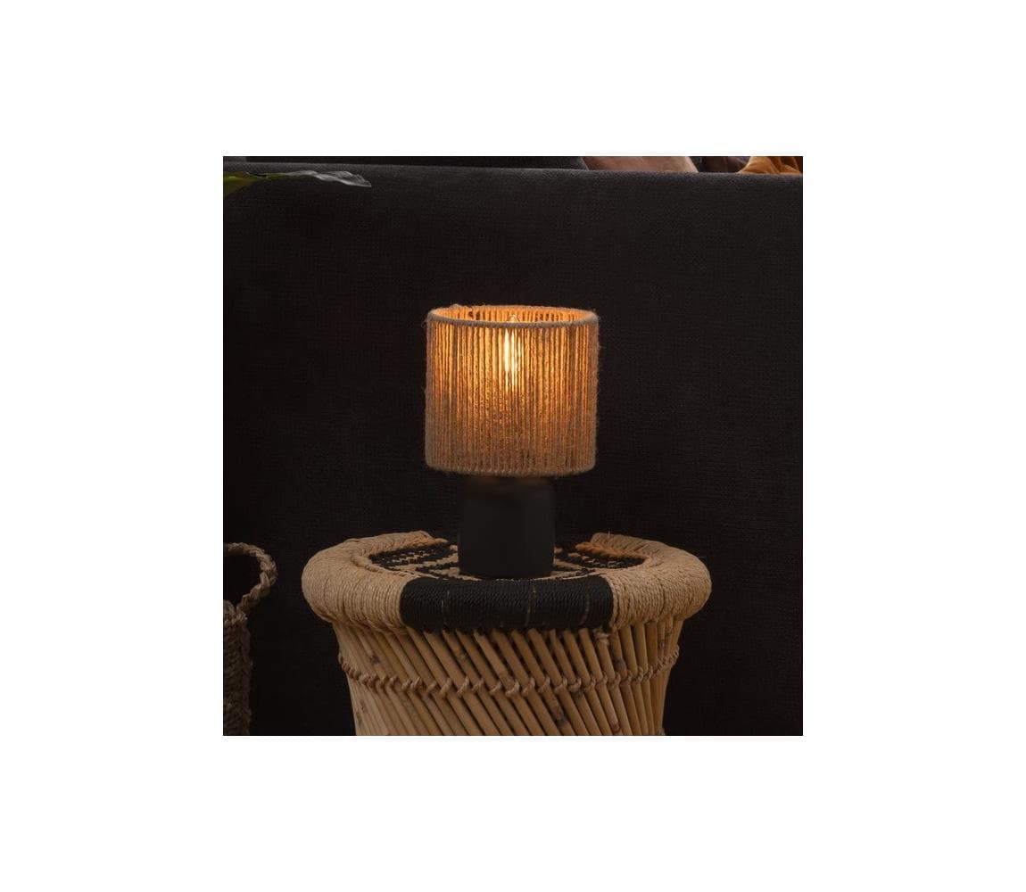 Atmosphera - Stolná lampa KOBY 1xE14/40W/230V konope/čierna 202668B
