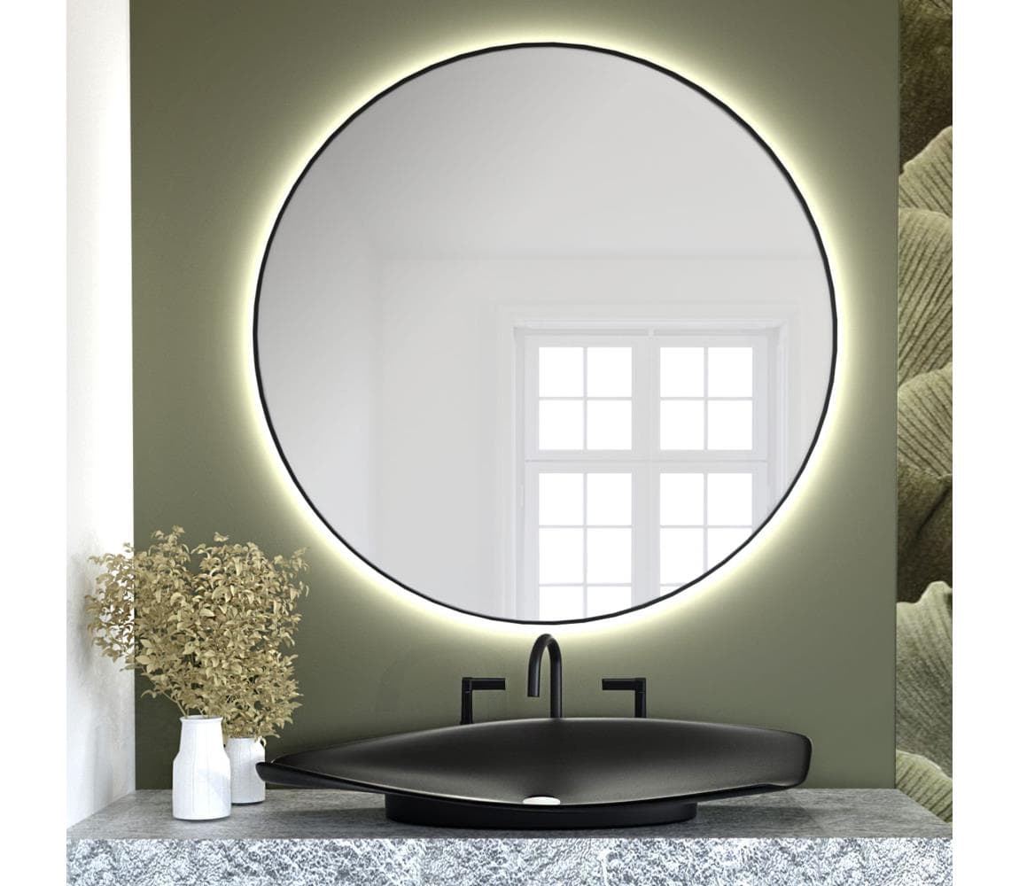 Baltica Design - LED zrkadlo s podsvietením BRIGHT 15W/230V 3000K, priemer 90 cm, IP65, čierne Bright 90 Black, warm