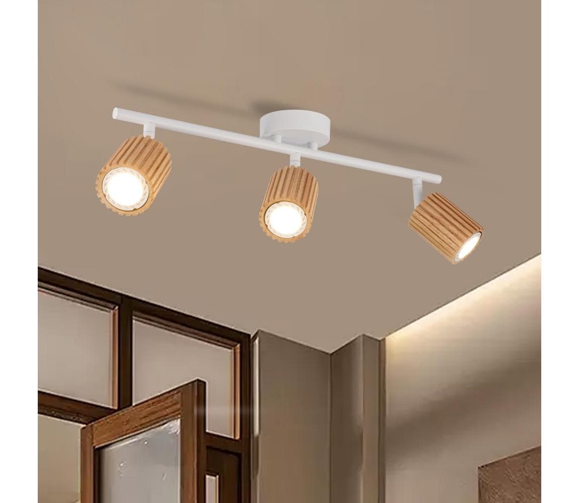 Brilagi - Bodové svietidlo MODERN WOOD 3xGU10/8W/230V drevo/biela BRI382
