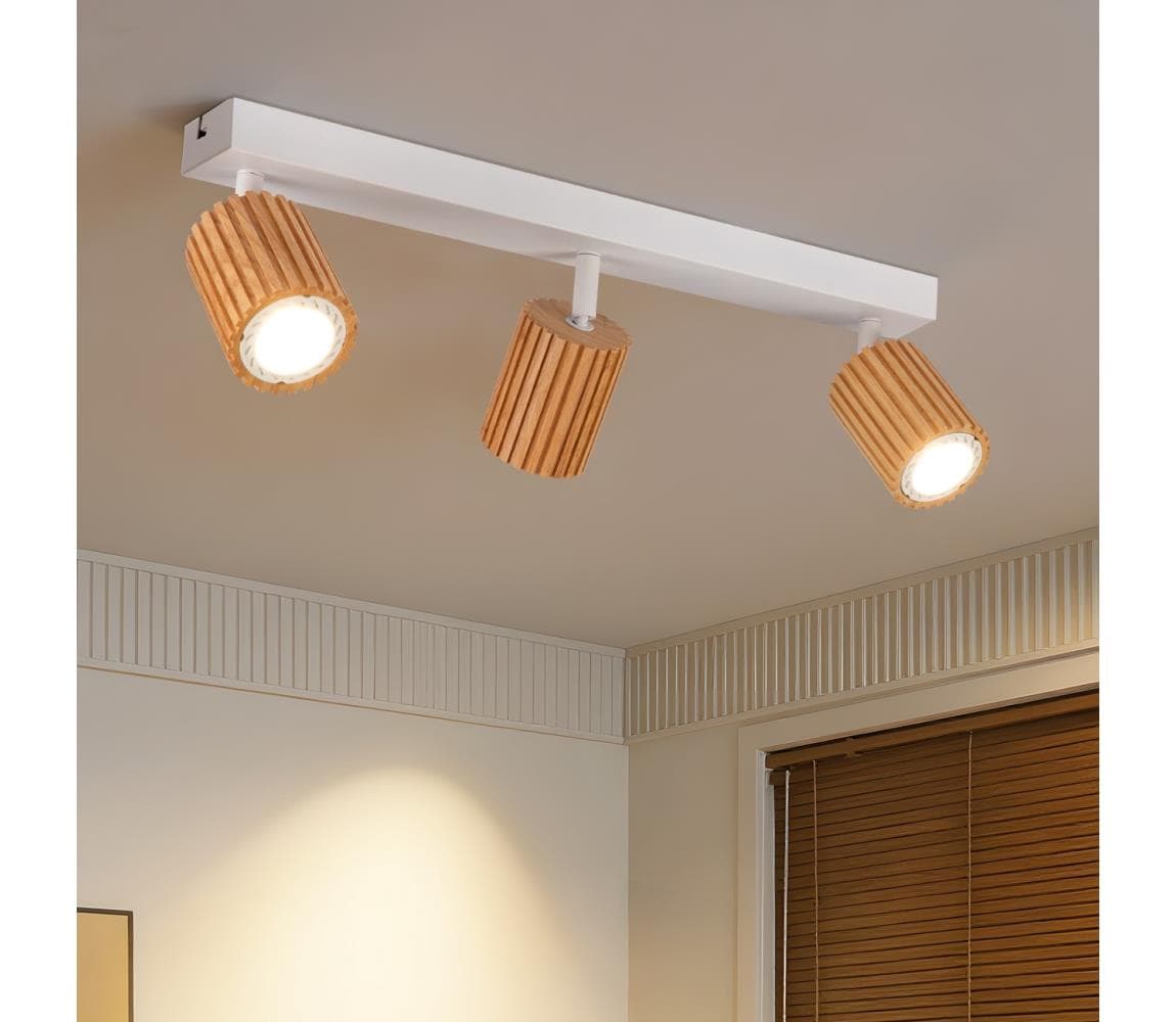 Brilagi - Bodové svietidlo MODERN WOOD 3xGU10/8W/230V drevo/biela BRI386