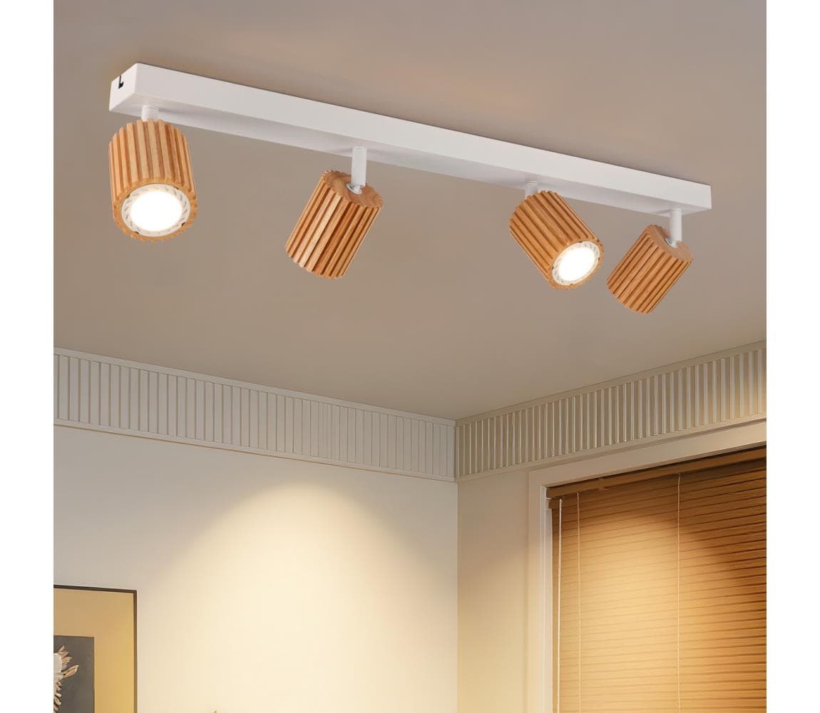 Brilagi - Bodové svietidlo MODERN WOOD 4xGU10/8W/230V drevo/biela BRI387