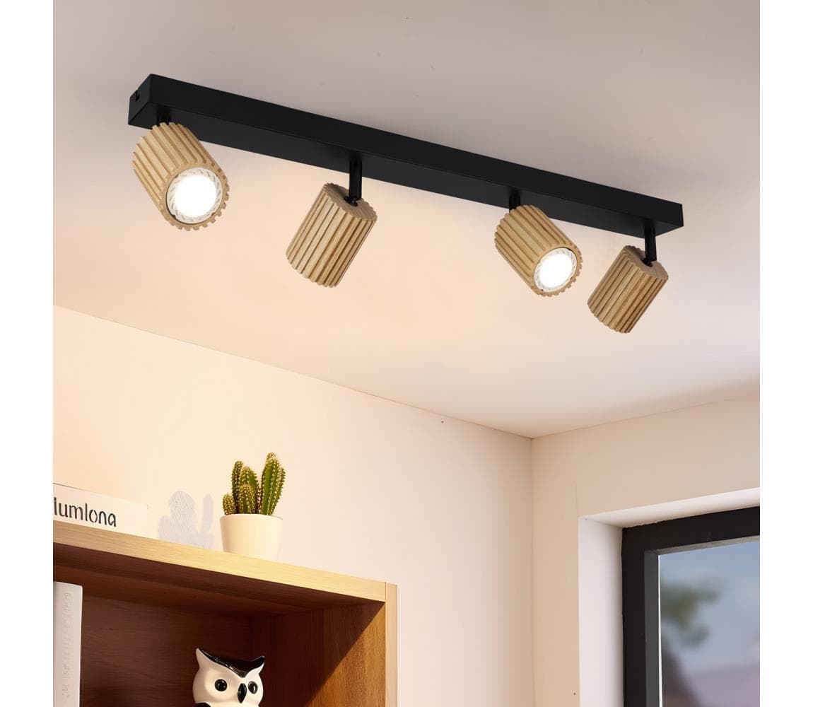 Brilagi - Bodové svietidlo MODERN WOOD 4xGU10/8W/230V drevo/čierna BRI379