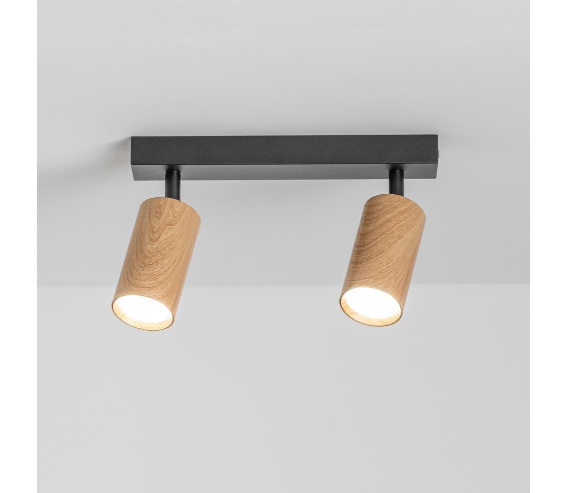 Brilagi - Bodové svietidlo SELE 2xGU10/30W/230V čierna/dekor duba WO-Z2-A-OEM