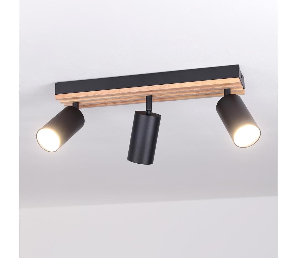 Brilagi - Bodové svietidlo SELE WOOD ACOUSTIC 3xGU10/30W/230V čierna/drevo WO-OEM-25CF-B03-BK