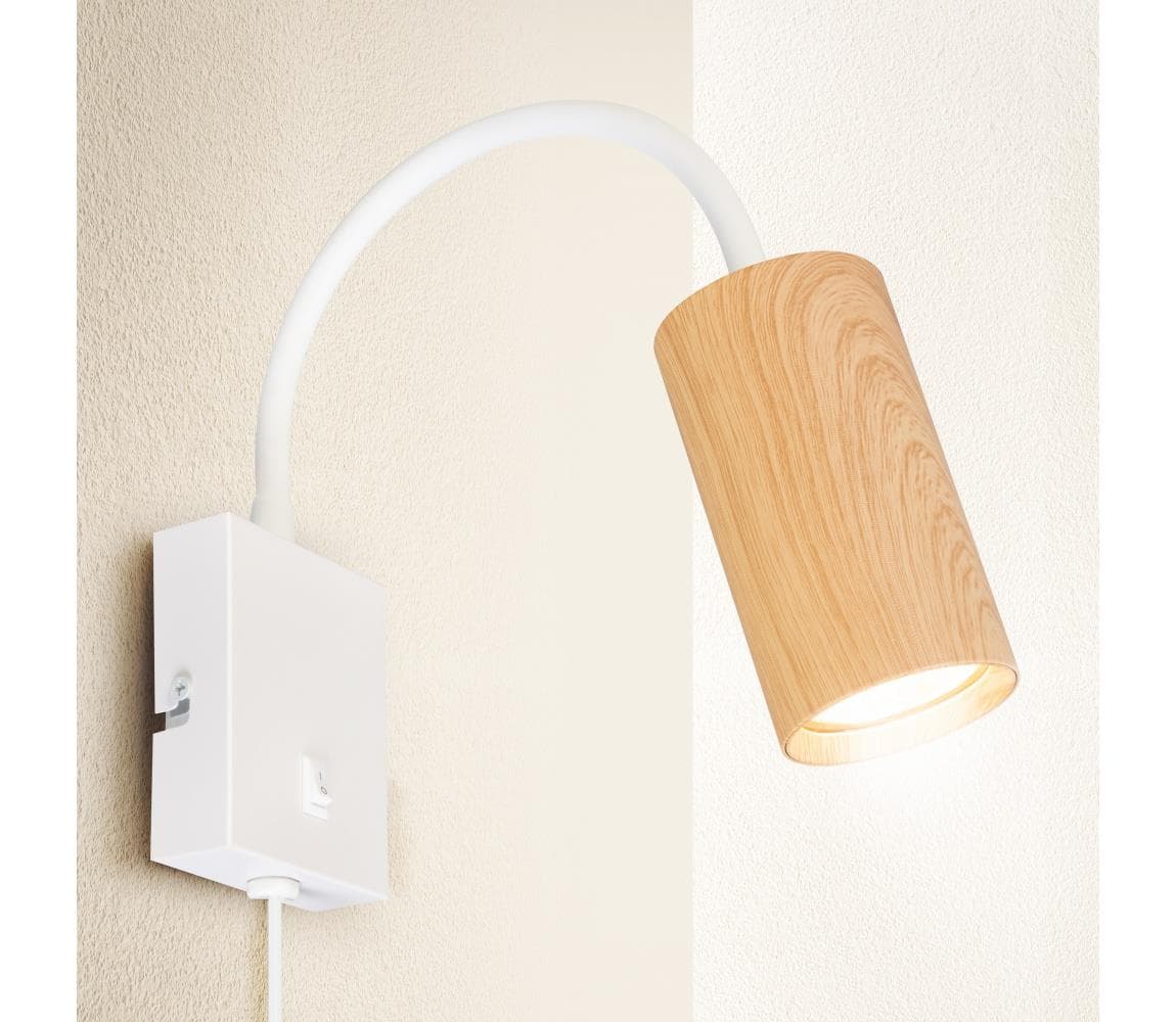 Brilagi - Flexibilná nástenná lampa SELE 1xGU10/30W/230V biela/dubový dekor WO-W11-OEM