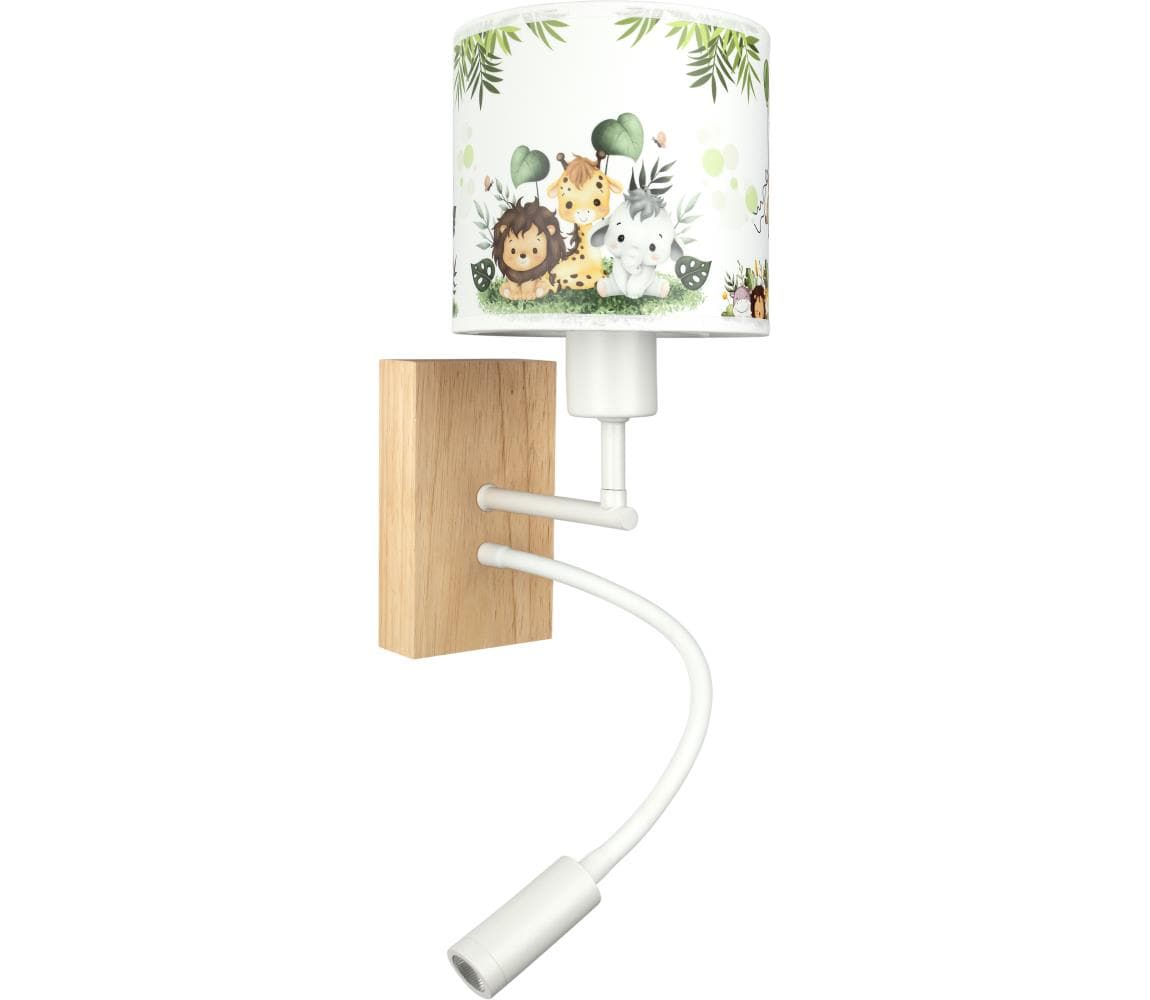 Brilagi - LED Flex lampa BOBO WOOD 1xE27/25W/230V + LED/3W dub/biela/zelená/džungľa. BG1565+BG5588