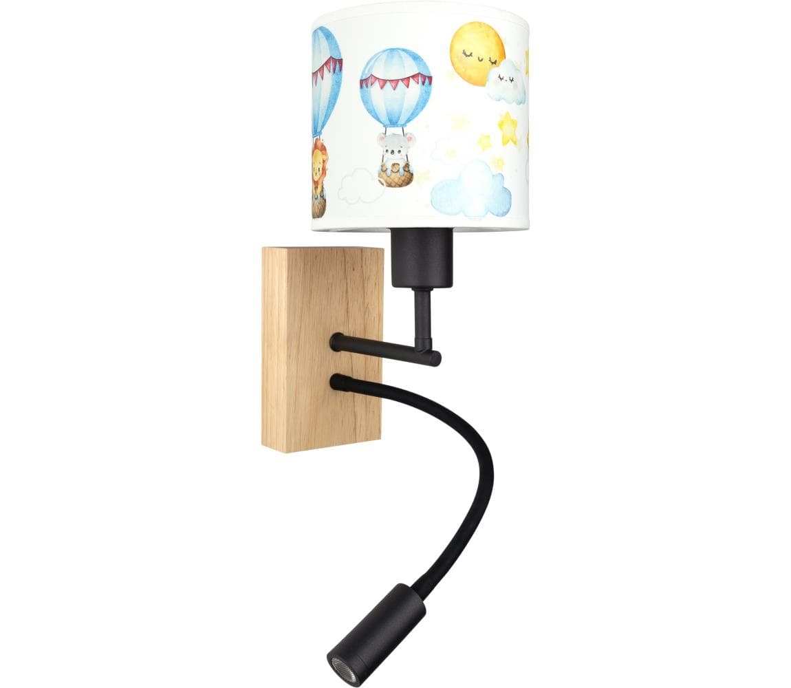 Brilagi - LED Flex. lampa BOBO WOOD 1xE27/25W/230V + LED/3W dub/čierna/biela/zvierací. BG1564+BG5583