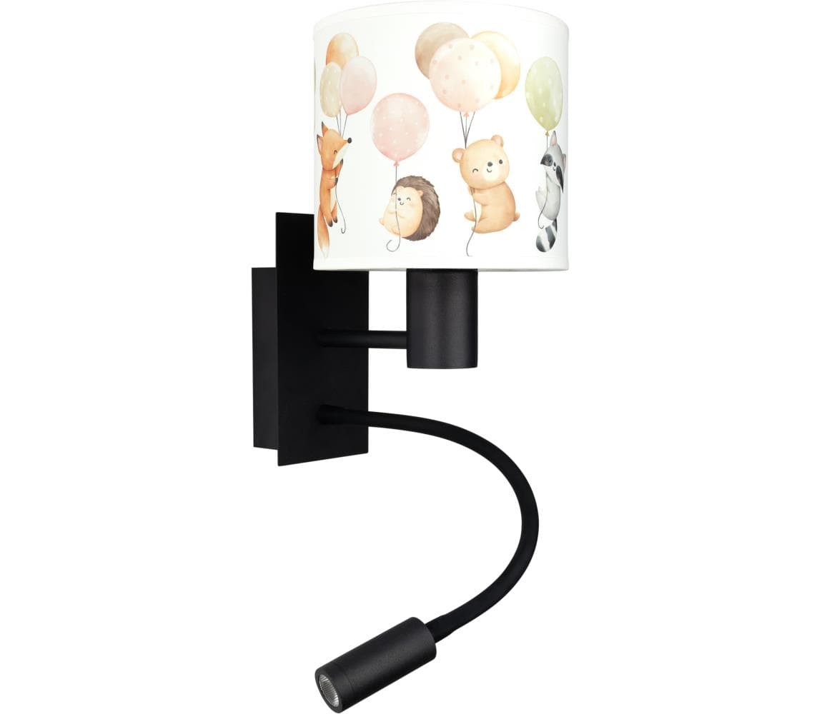 Brilagi - LED flexibilná lampa BOBO 1xE27/25W/230V + LED/3W čierna/biela/so zvieratkami BG1558+BG5577