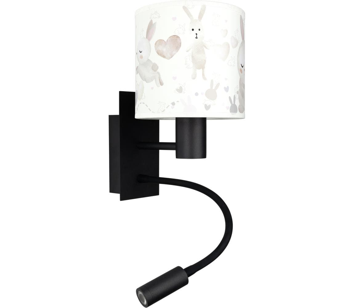 Brilagi - LED flexibilná lampa BOBO 1xE27/25W/230V + LED/3W čierna/biela/zajačiky BG1558+BG5584
