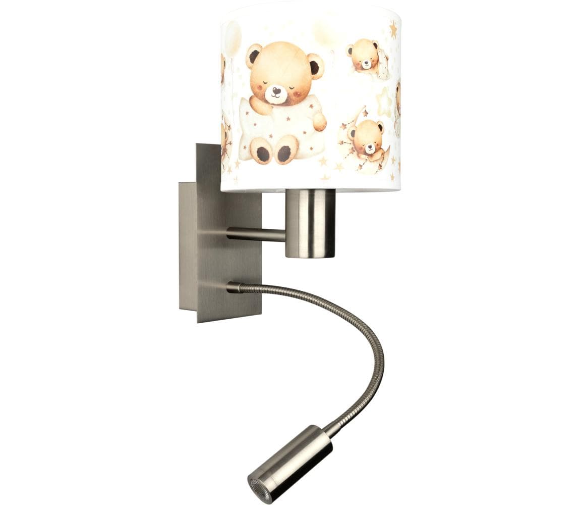 Brilagi - LED flexibilná lampa BOBO 1xE27/25W/230V + LED/3W m. chróm/biela/medvedíky BG1556+BG5590