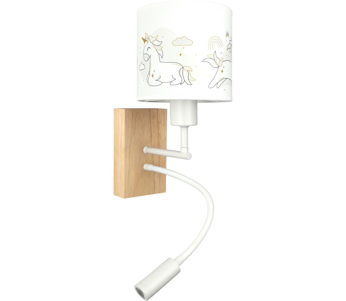 Brilagi - LED flexibilná lampa BOBO WOOD 1xE27/25W/230V + LED/3W dub/biela/jednorožce BG1565+BG5579