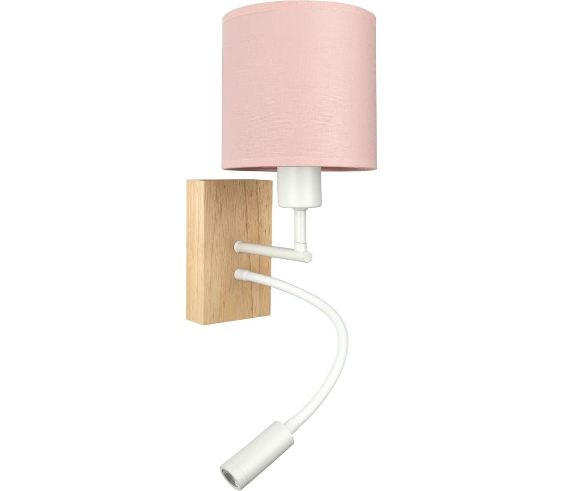 Brilagi - LED flexibilná lampa BOBO WOOD 1xE27/25W/230V + LED/3W dub/biela/ružová BG1565+BG5582