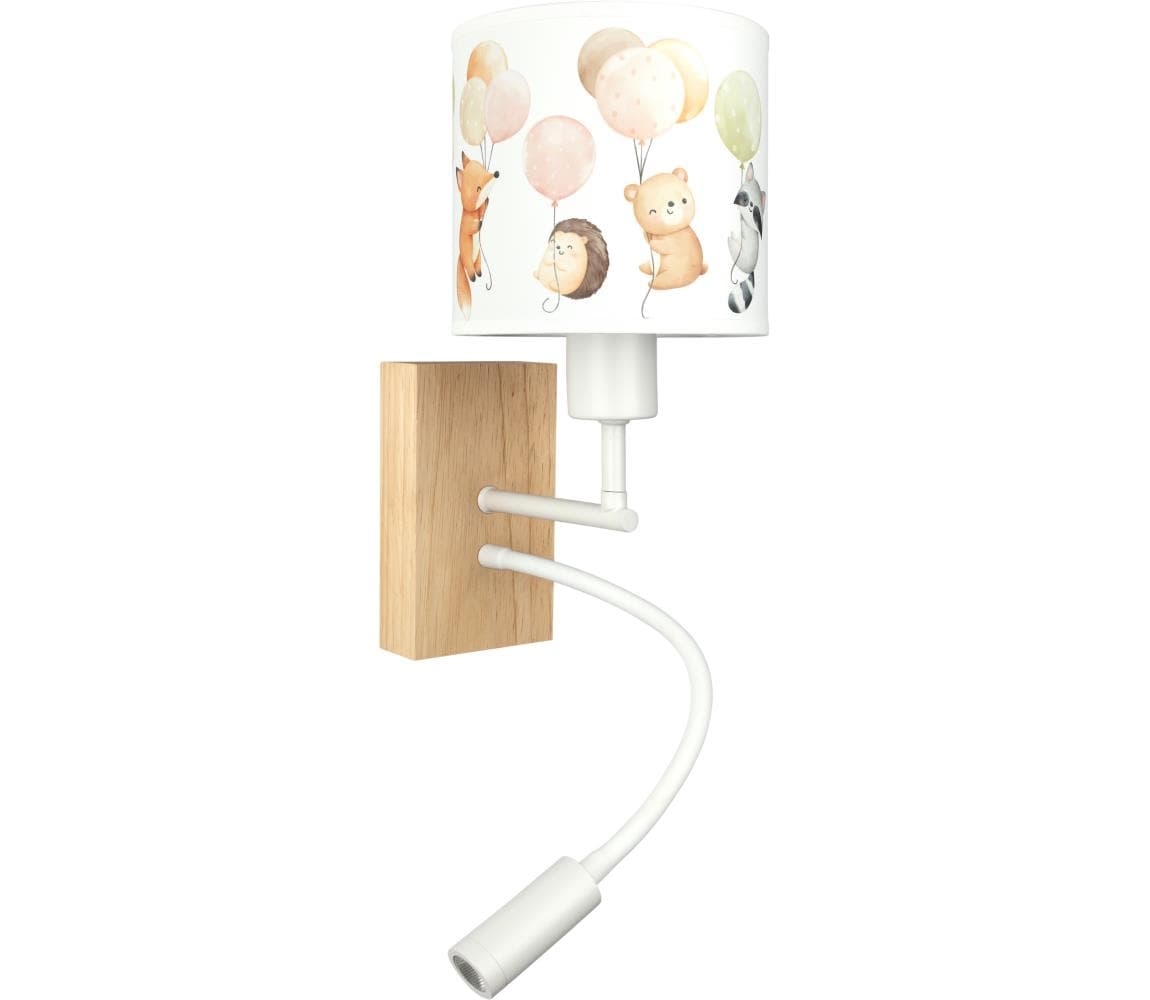 Brilagi - LED flexibilná lampa BOBO WOOD 1xE27/25W/230V + LED/3W dub/biela/zvieratká BG1565+BG5577