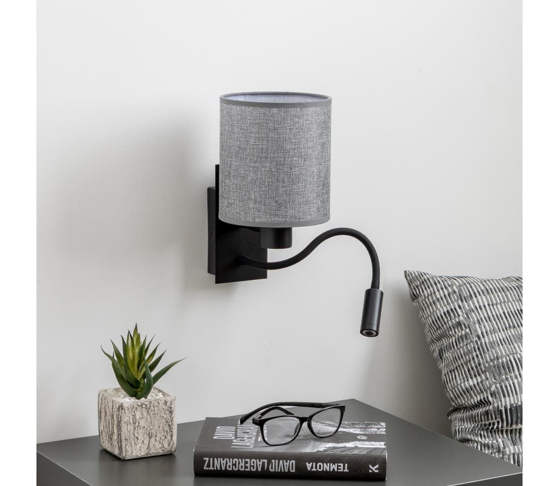 Brilagi - LED Flexibilná nástenná lampa NUBILA 1xE27/25W/230V + LED/3W čierna/šedá BRI121
