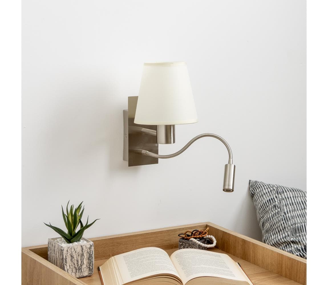 Brilagi -LED Flexibilná nástenná lampa NUBILA 1xE27/25W/230V+LED/3W matný chróm/krémová BRI119