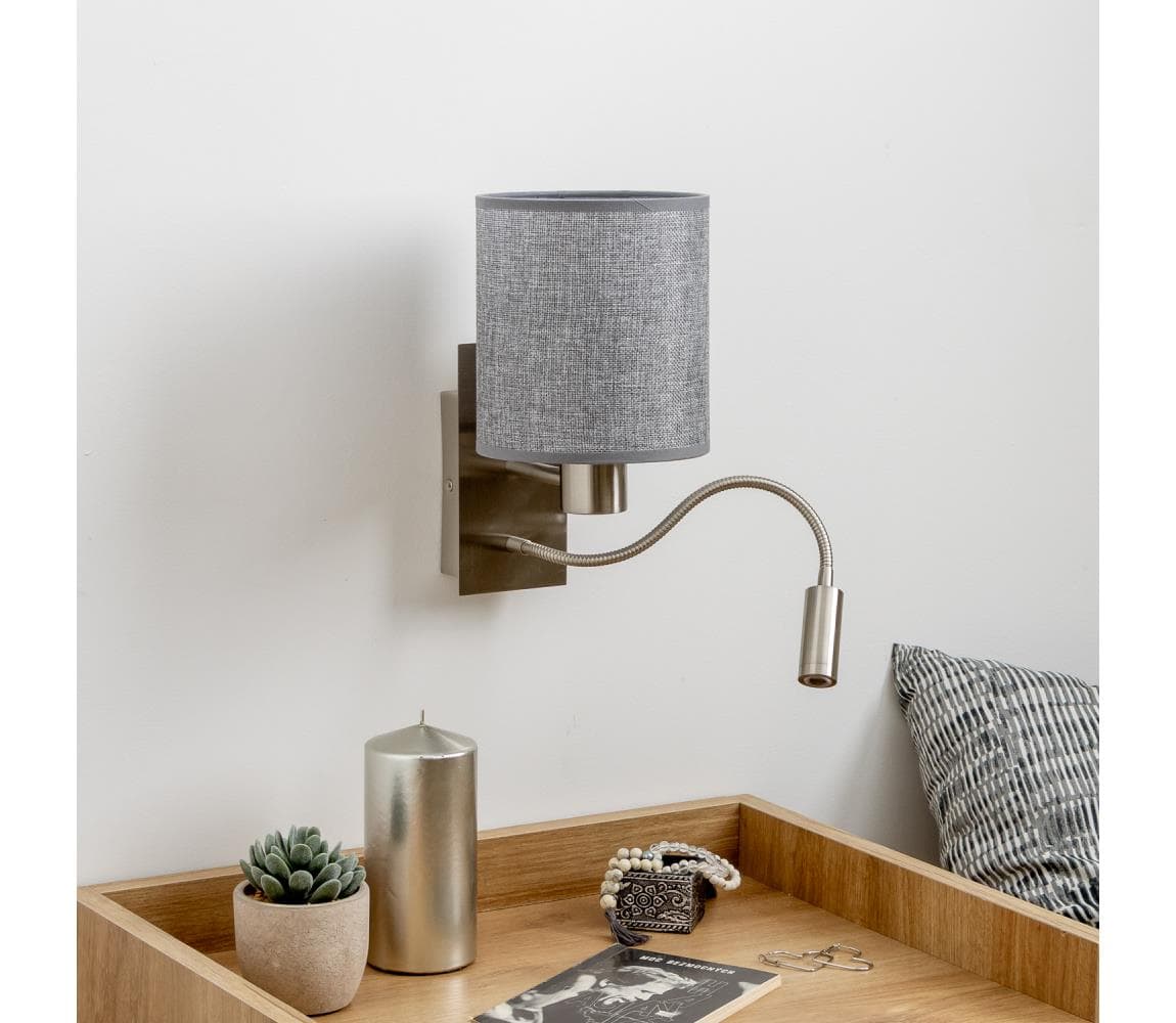 Brilagi - LED Flexibilná nástenná lampa NUBILA 1xE27/25W/230V + LED/3W matný chróm/šedá BRI118