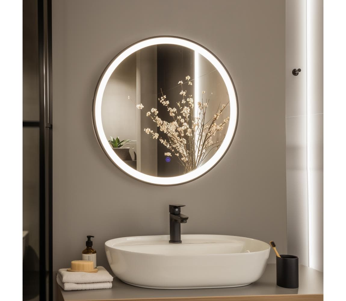 Brilagi - LED kúpeľňové zrkadlo ASTI LED/19W/230V 60 cm čierna IP44 CRI 90 stmievateľné + CCT FG-MIR-0002-60