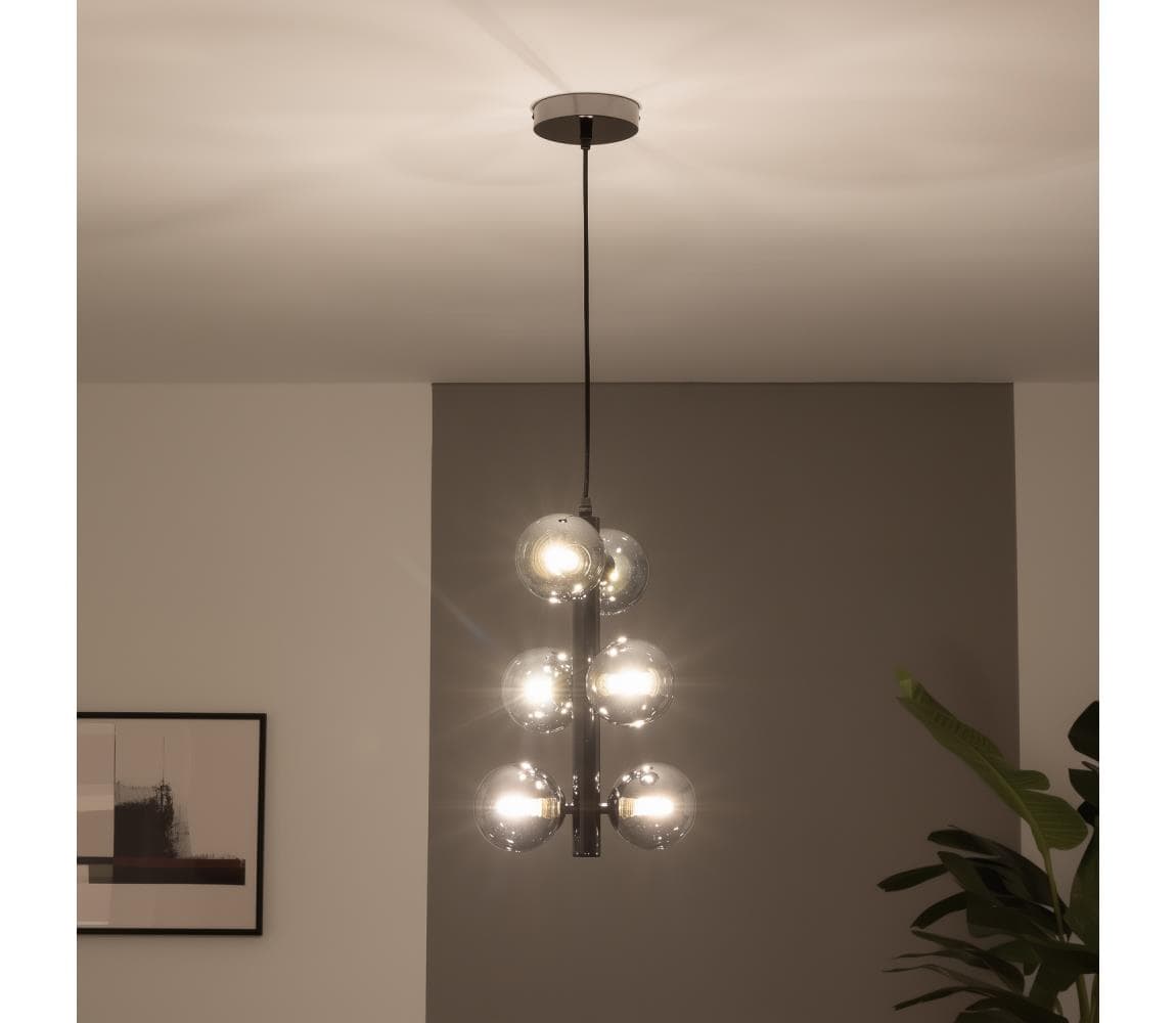 Brilagi - LED luster na lane MILLA 6xG9/3W/230V čierny chróm/dymové sklo 6010-6CS