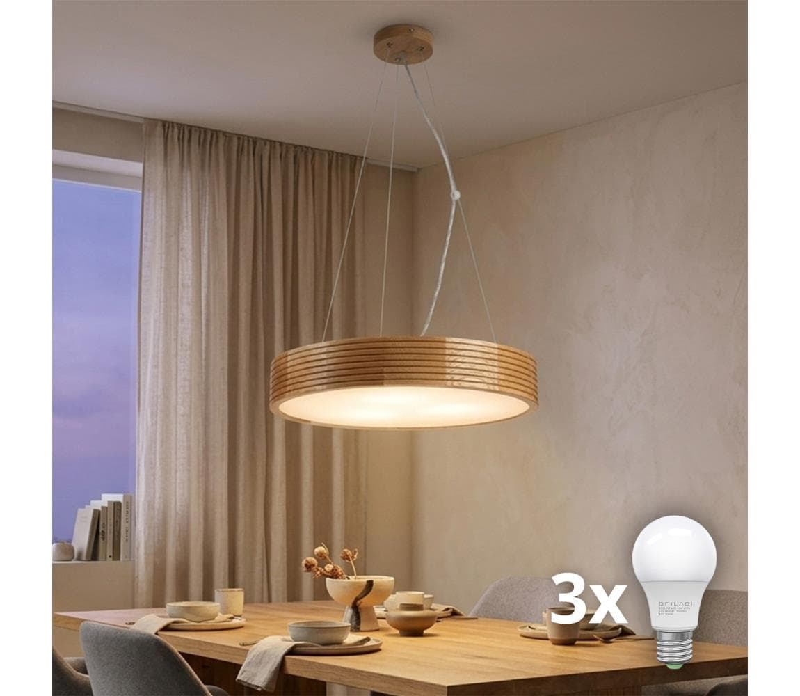 Brilagi - LED luster na lanku CARVALHO MODERN 3xE27/60W/230V dub pr. 47,5 cm 8590828039365