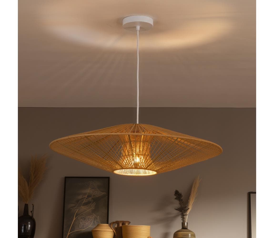 Brilagi - LED luster na lanku CERIA BOHO 1xE27/40W/230V pr. 70 cm biela/hnedá EG300171+EG781104
