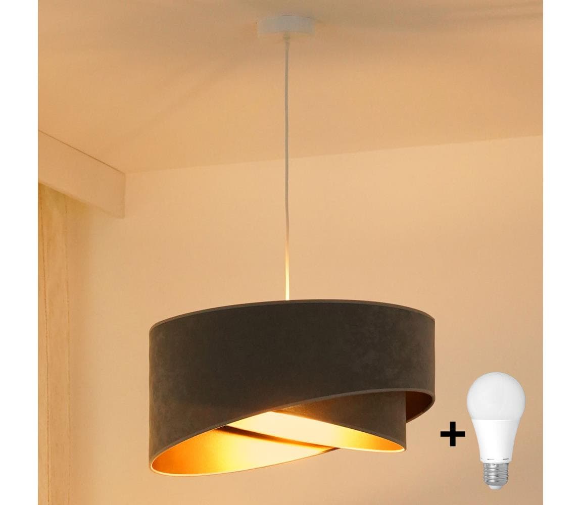 Brilagi - LED Luster na lanku LYRA 1xE27/15W/230V šedá/zlatá 8590828007357
