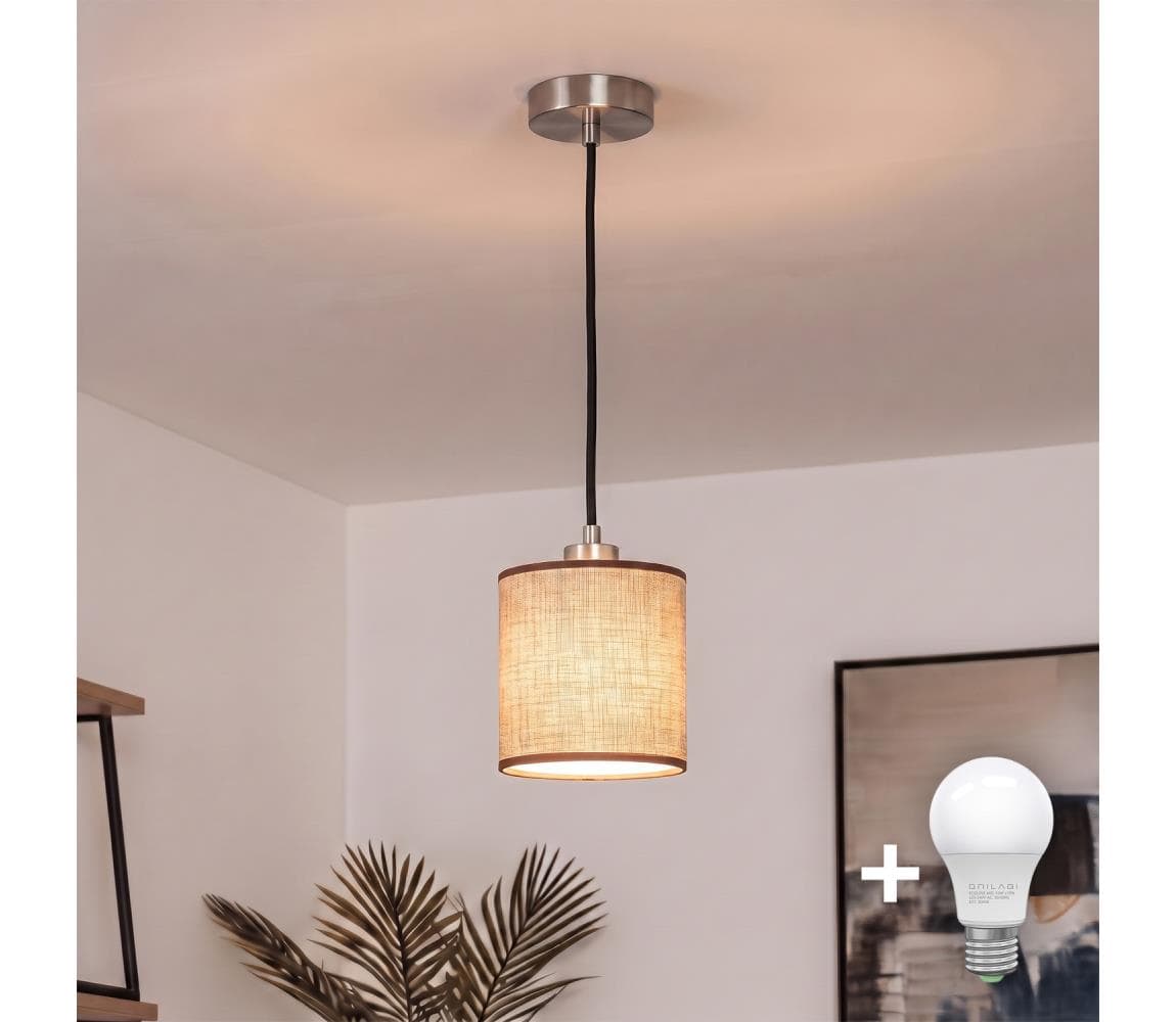 Brilagi - LED luster na lanku NUBILA 1xE27/60W/230V pr. 14 cm čierna/hnedá EG32517+BG1583