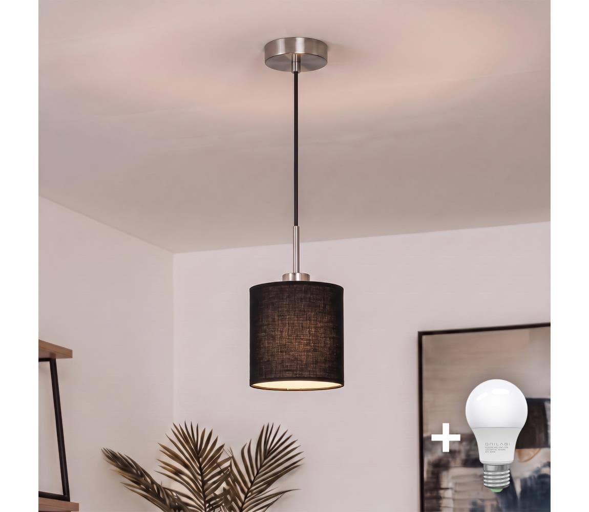 Brilagi - LED luster na lanku NUBILA 1xE27/60W/230V pr. 14 cm čierna EG32517+BG1581