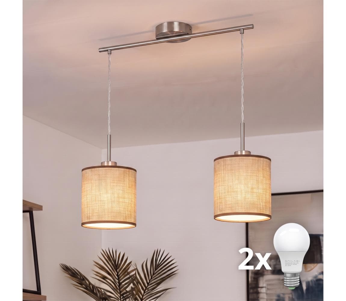 Brilagi - LED luster na lanku NUBILA 2xE27/60W/230V hnedá EG32519+2xBG1583