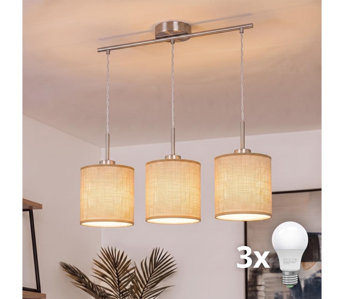 Brilagi - LED luster na lanku NUBILA 3xE27/60W/230V svetlohnedá EG32521+3xBG1584