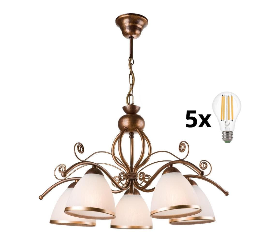Brilagi - LED Luster na reťazi ANTICO 5xE27/60W/230V bronz patina 8590828606642