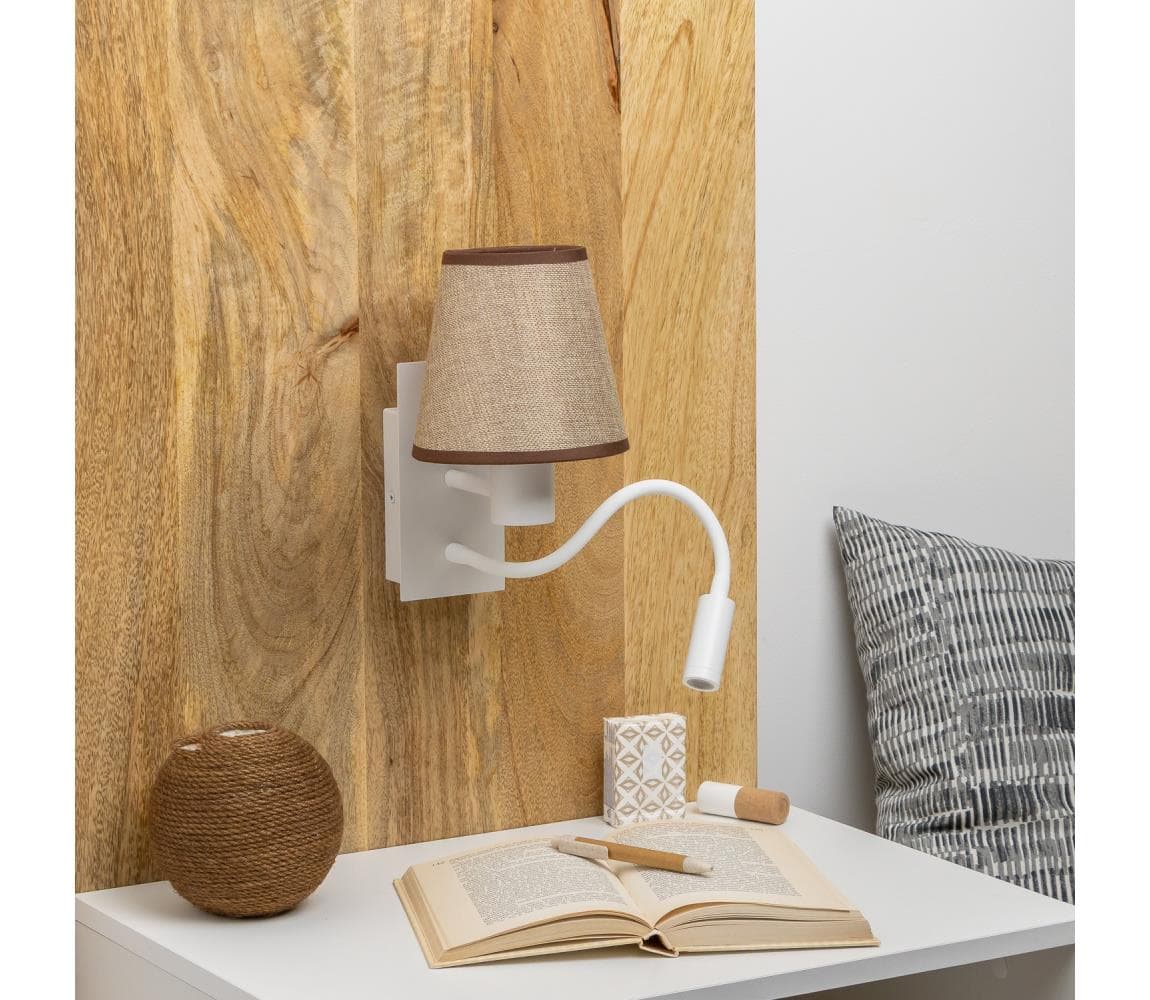 Brilagi - LED Nástenná lampa NUBILA 1xE27/25W/230V + LED/3W biela/hnedá BG1559+BG1570