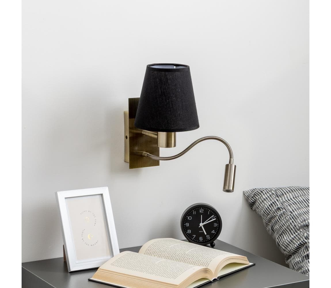 Brilagi - LED Nástenná lampa NUBILA 1xE27/25W/230V + LED/3W mosadz/čierna BG1557+BG1568