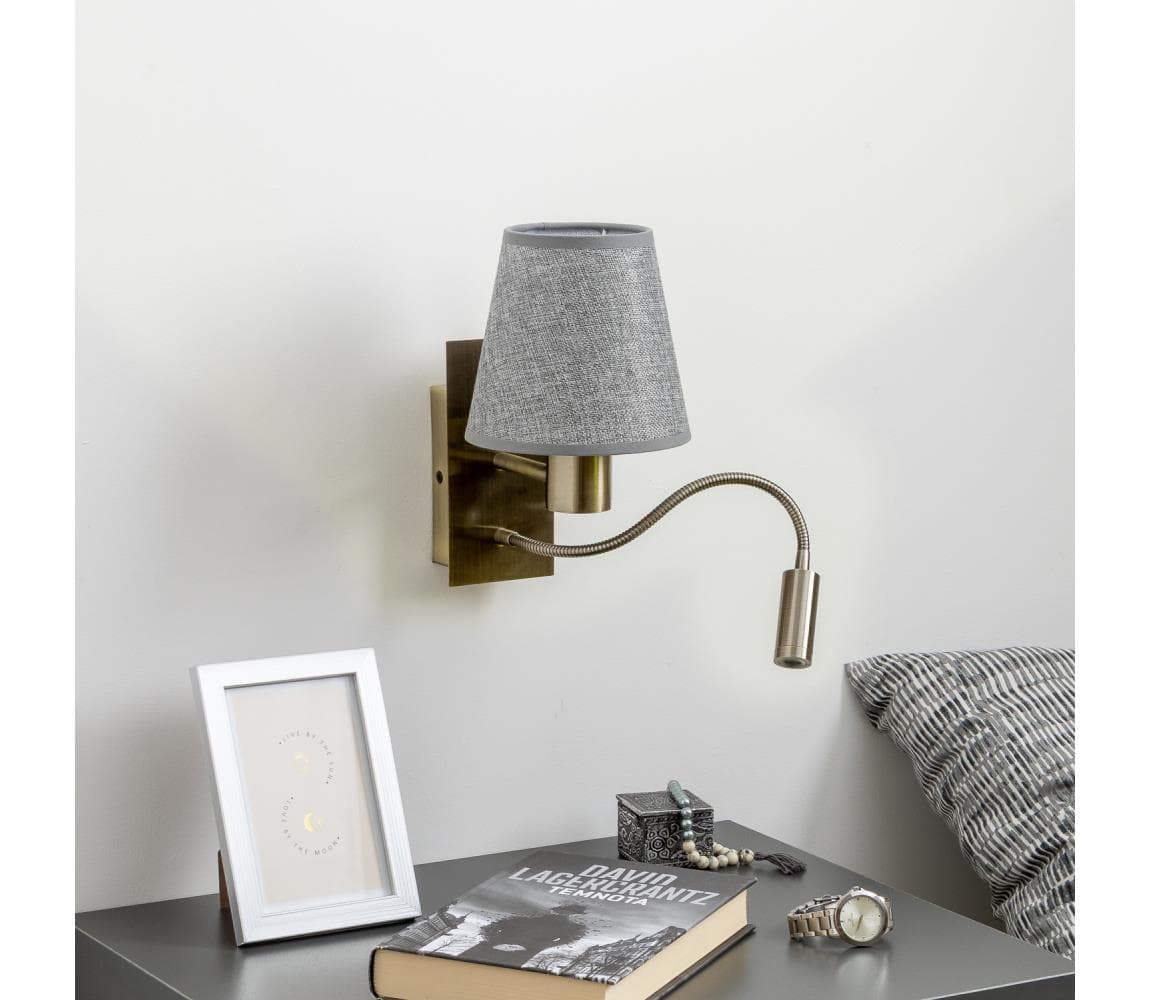 Brilagi - LED Nástenná lampa NUBILA 1xE27/25W/230V + LED/3W mosadz/šedá BG1557+BG1569
