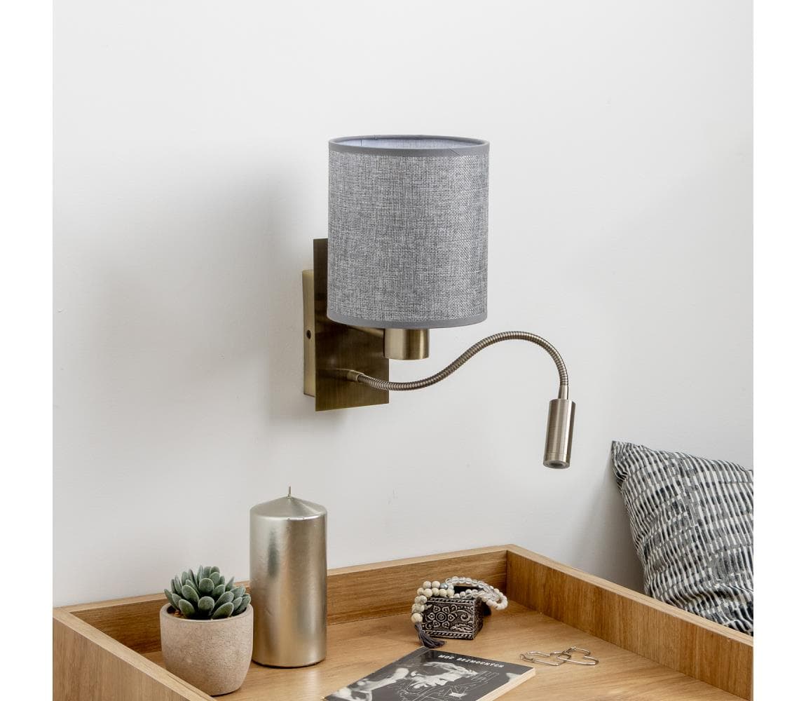 Brilagi - LED Nástenná lampa NUBILA 1xE27/25W/230V + LED/3W mosadz/šedá BG1557+BG1582