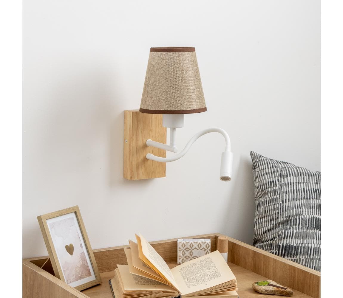 Brilagi - LED Nástenná lampa NUBILA WOOD 1xE27/25W/230V + LED/3W dub/hnedá BG1565+BG1570