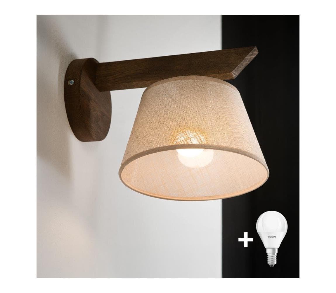 Brilagi - LED Nástenné svietidlo ANTHONY 1xE14/40W/230V dub orech/béžová 8590828610458