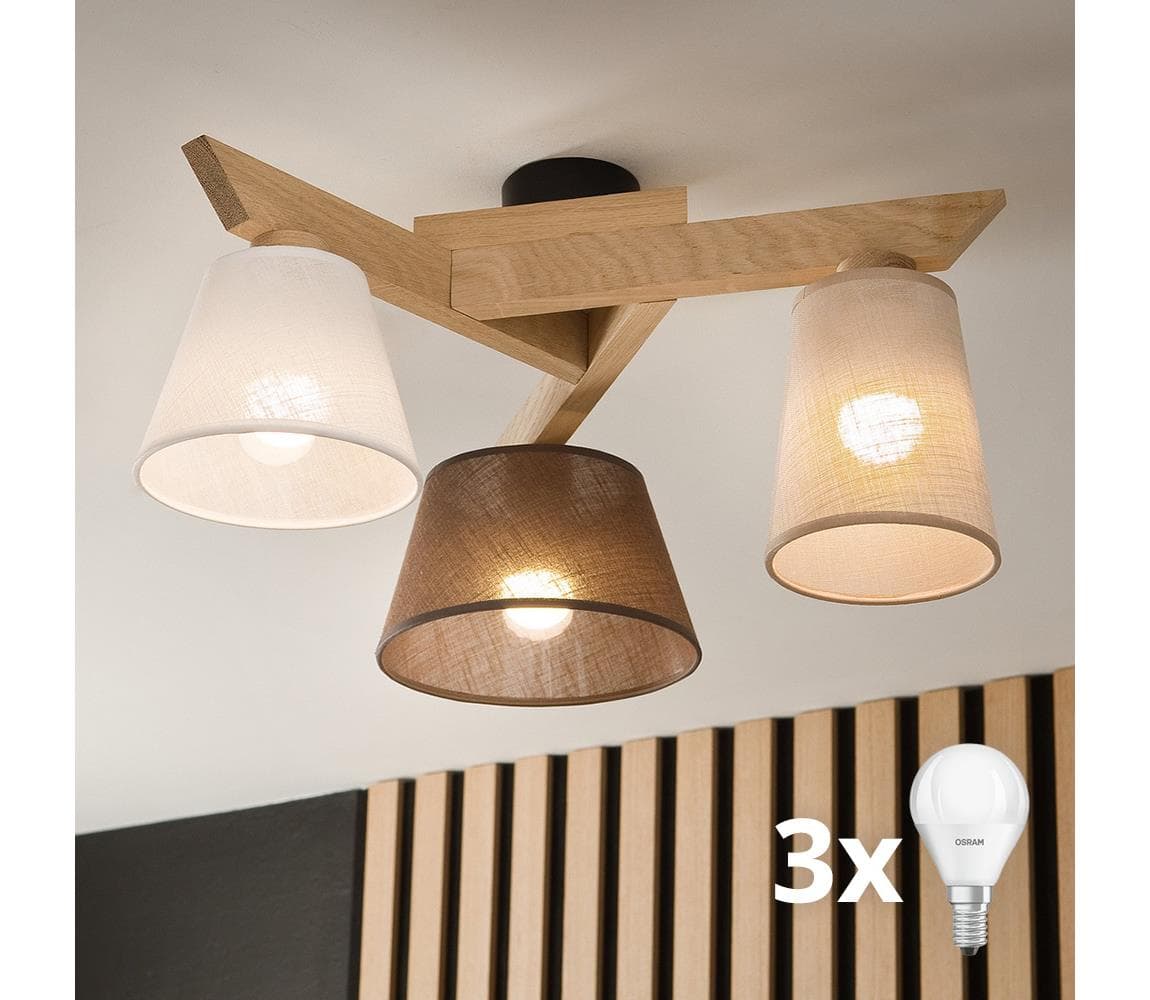Brilagi - LED Prisadený luster ANTHONY 3xE14/40W/230V dub 8590828610700