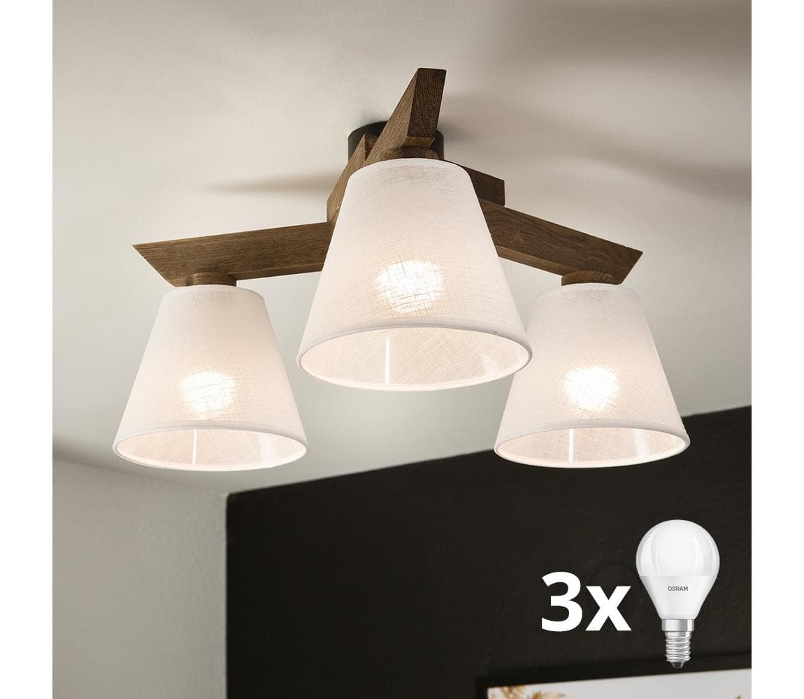 Brilagi - LED Prisadený luster ANTHONY 3xE14/40W/230V dub orech/biela 8590828610649